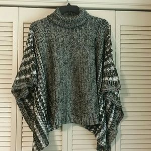 Lane Bryant Black,Charcoal & White Poncho